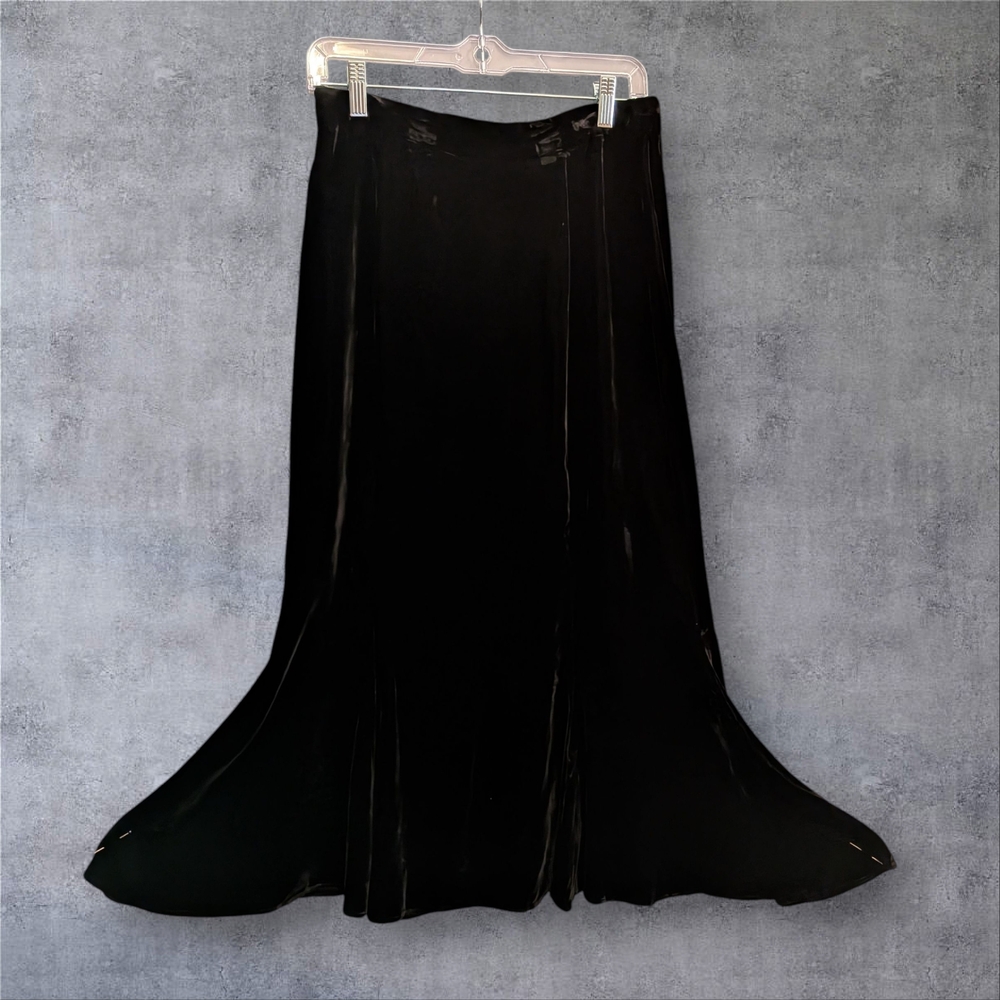 Elegant BLACK rayon VELVET TULIP Skirt Waist:29 Medium+